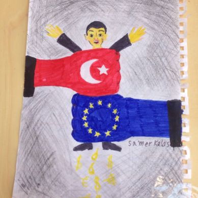 Painting from a Syrian refugee in the Kos hotspot,June 2016